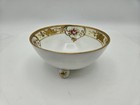 Antique Nippon Hand Painted Footed Bowl Gold Moriage Roses Morimura Mark