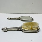 Silver Tone Hand Mirror And Brush  Vintage Vanity Table Accessories