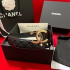 New Chanel Belt Black Calfskin Leather Women s Belt Gold Cc Buckle 30mm