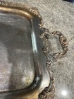 Extra Large Heavy Silver Plate Ornate Handle Trim Butler s Serving Tray 23   x13   
