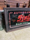Vintage Reverse Painted Glass Steinite Electric Ac Radio Dealer Sign