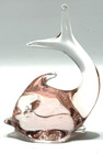 Handblown Pink Art Glass Fish Figurine Tail Up Dimple Eyes 3 5 x4 75 x1 25 