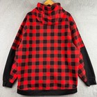 Eskimo Ice Fishing Hoodie Mens 2xl Red Black Buffalo Plaid Pullover Sweatshirt