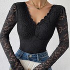 Lingerie Playsuit Bodysuit Romper Leotard Long Sleeve Babydoll Floral Lacewomen 