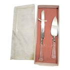 Vintage Sheffield England Cake Knife Server Set Crystal Handle Wedding Bridal