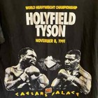 Vintage 1991 Mens Mike Tyson Vs Evander Holyfield T-shirt Size L Single Stitch