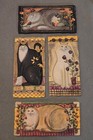Vintage E Smithson Cozy Cat 3d Wall Art Set Of 4 Plaque Folk Art Buttercup Pansy