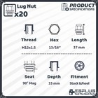  20  Chrome Toyota lexus scion Oem Factory Style 12x1 5 Mag flat Seat Lug Nuts