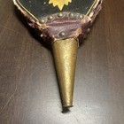 Antique Fireplace Bellows Hand Painted Folk Art Wood Brass Leather As-is Works
