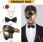 Phantom Of The Opera Mask Masquerade Mask For Men With Bowtie Midnight Gold