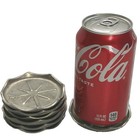 Set Of 7 Vintage Aluminum Drink Coasters Pointed Scallop Edge Line Design 3 