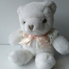 Vintage Avon White Teddy Bear Plush 9  Lace Bow Stuffed Animal Toy