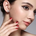 Elegant 925 Sterling Silver Jewelry Earrings Crystal Blooming Flowers Women 1312