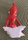 Vtg Elf Pixie On Holly Red Suit 1950s Japan Kitschy Ceramic Christmas Figurine