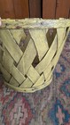 Antique Early Primitive Wood Splint Shaker Apple Basket Old Yellow Paint 11 