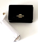Coach Mini Crossgrain Leather Wallet On A Gold Chain Black C0059 Brand New      nwt