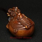 2 4 Inch Old Boxwood Hand Carved Money Bag Bat Figure Statue Netsuke Collection