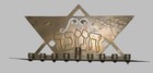 Vintage Judaica Brass Hanukkah Magen David Menorah Hamsa Handmade 1960 s