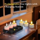 6 Pcs Rechargeable Tea Lights Candles Flameless Flicker Remote Charging Base