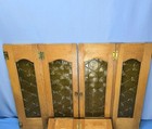 Vtg Pair Mcm Orange Swirl Plastic Cabinet Door Wood Frame Window Shutter Salvage