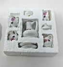 Vtg Victorian Style 10 Piece Miniature Floral Pattern Porcelain Tea Set Nib