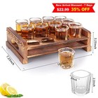 Shot Glass Holder Set With 12 Clear Shot Glasses 2 3 Oz Square Shot Glasses Set 