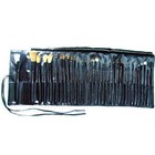 34 Pcs Black Cosmetic Makeup Synthetic Fibre Brush Professional Pouch Case New