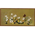 Vintage Crewel Embroidery Kit Daisies Butterfly Meadow Flowers Floral Large Size