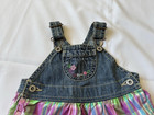 Vtg 90s Baby B gosh By Osh Kosh Denim   Plaid  W Lace Jumper Dress 9m