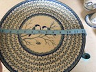 Unikat 12in Pedestal Cake Stand Boleslawiec Polish Pottery Blue White Bird