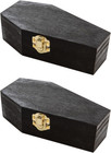 6 Inch Black Painted Wood Coffins Set Of Two Small Decorative Mini Casket