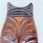 New Zealand Maori Hand Carved Wood Mask   Patu Paua Shell Wall Decor 11 5   