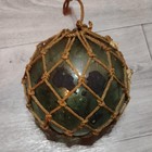Green Glass Fishing Float Ball With Rope Net  Glass   Rope Material Float