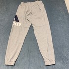 Adidas Jogger Pants Mens Medium Gray Spellout Logo Tapered Leg Performance Sport