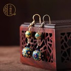 Chinese Cloisonne Enamel Earrings Vintage Ethnic Dangle Earrings For Women