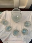 Vintage Blendo Baby Blue Frosted Cocktail Pitcher W 5 Roly Poly Glasses 1950 Mcm