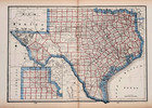 1886 Texas Map Original Large 17x12 Inches County   Townships   Railroads