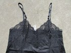Fortune Black 100  Nylon Camisole Slip Top Size M Made Usa 3  Lace Top