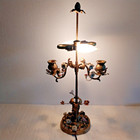 Antique Victorian French Gilt Bronze Candelabra Lamp Porcelain Flowers Read