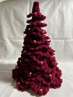 Crochet Christmas Tree  Metallic Wine Red With Gold Decorations  New
