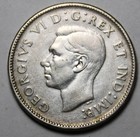 Canada 1947 Dot Silver 25 Cents  Nice Grade  Old Date Kgvi  d190 