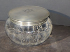 English Cut Glass Dresser Jar With Sterling Lid