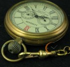 Vintage Full Copper Hand-wind Mechanical Second 24hours Sub-dials Pocket Watch