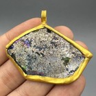Intricate Rare Ancient Roman Glass Unique Patina Gold Gilded Pendant