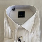 David Donahue Classic White 18 Pleat Bib Front Formal Shirt  French Cuff New  