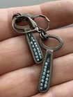 Vintage 925 Sterling Silver Dangle Drop Earrings Small Turquoise Stones Estate 
