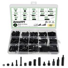 365pcs M2 5 Black Male Female Nylon Hex Spacer Standoff Screw Nut Set Assortment