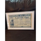 Antique 1905 Land Bank Of Egypt Framed Stock Certificate 11x17 Museum Glass