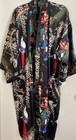Vtg Japanese Kimono Womens Cl Black Geishas Robe Made In Japan