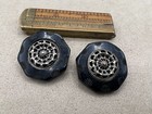 Lot Of 2 Vintage Large 37mm Black Bakelite Octagonal Cloak Buttons Silver Lot E